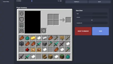 live player inventory with item giver